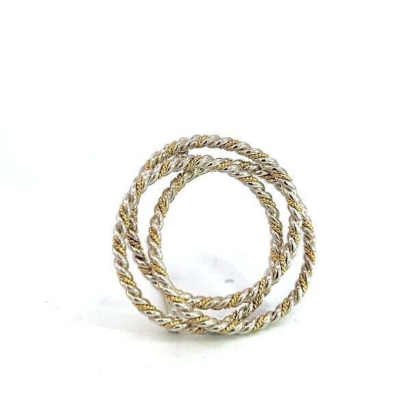 Tiffany & Co Estate Triple Wreath Brooch Pin 18K Silver TIF540 - Picture 8 of 9